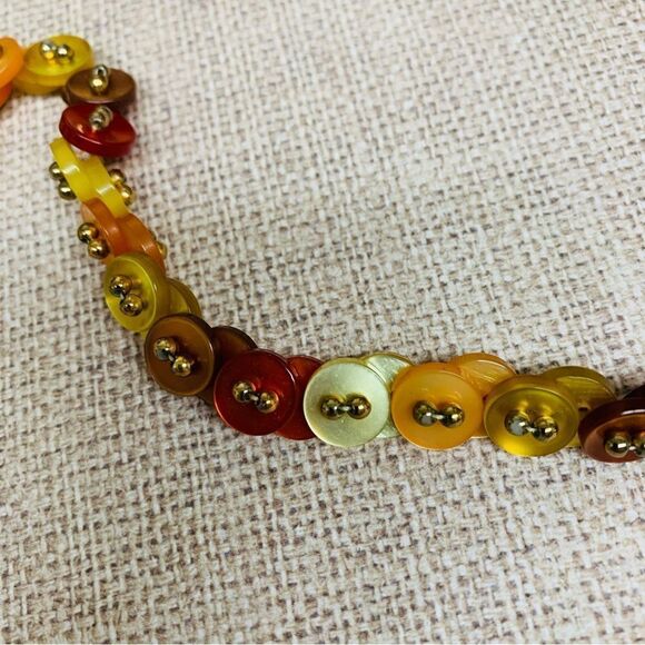 VTG Button Fall Colors Necklace - Picture 2 of 2